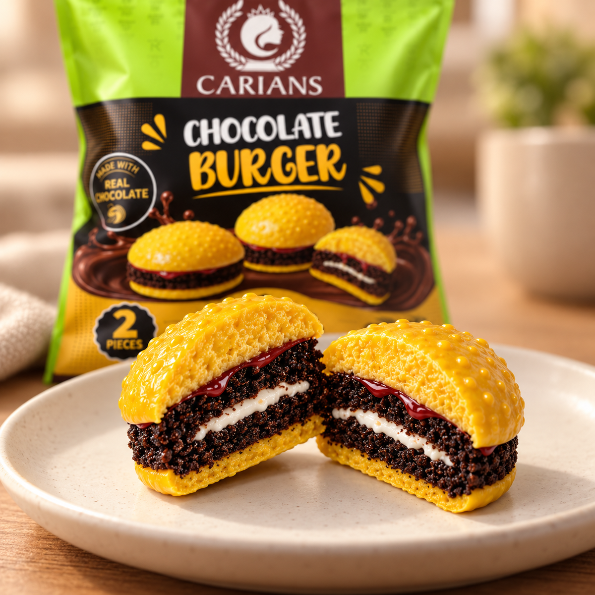 Chocolate Burger – Oreo Cake Bites with Cream Filling, 2 Pieces: