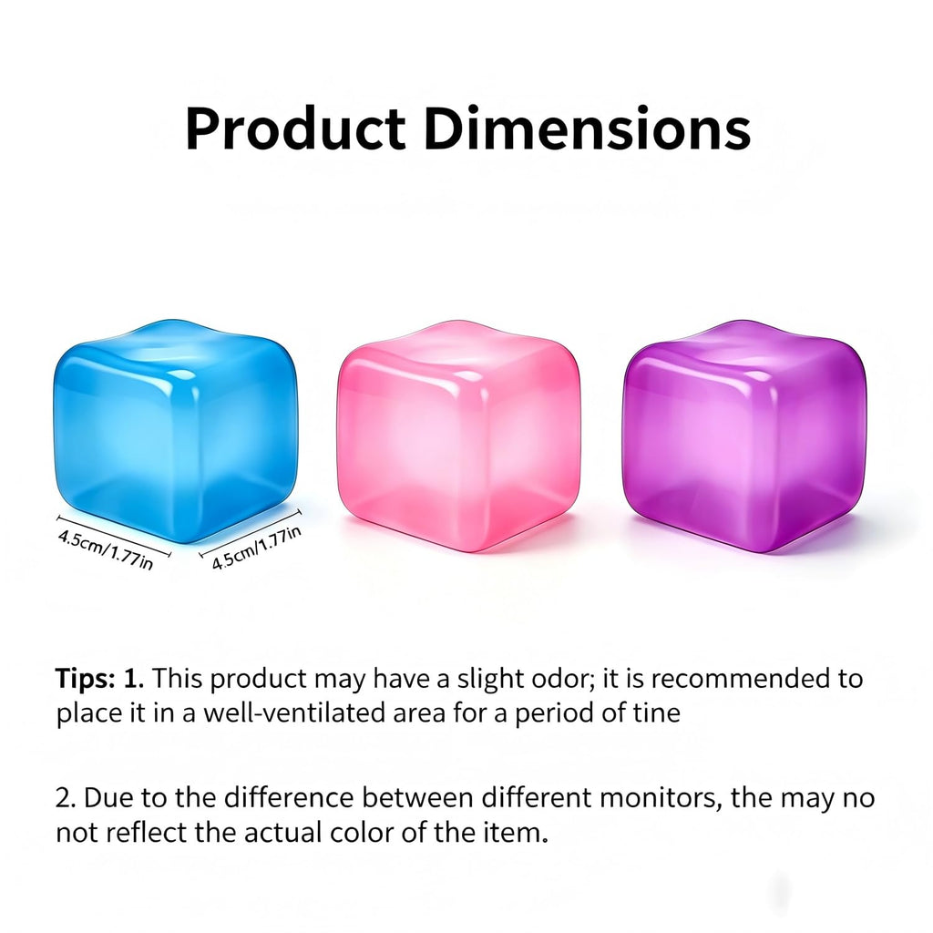 Premium Big Block Cube, Ice Cube Squishies Toys, Durable, Slow-Rebound fingertip Exquisite Spherical ice Cube with boxGift-Ready (Blue)