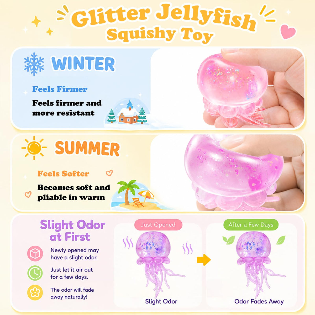 Jellyfish Squeeze Stress Ball, Slow Rising Sensory Squishy Fidget Toy（Blue）