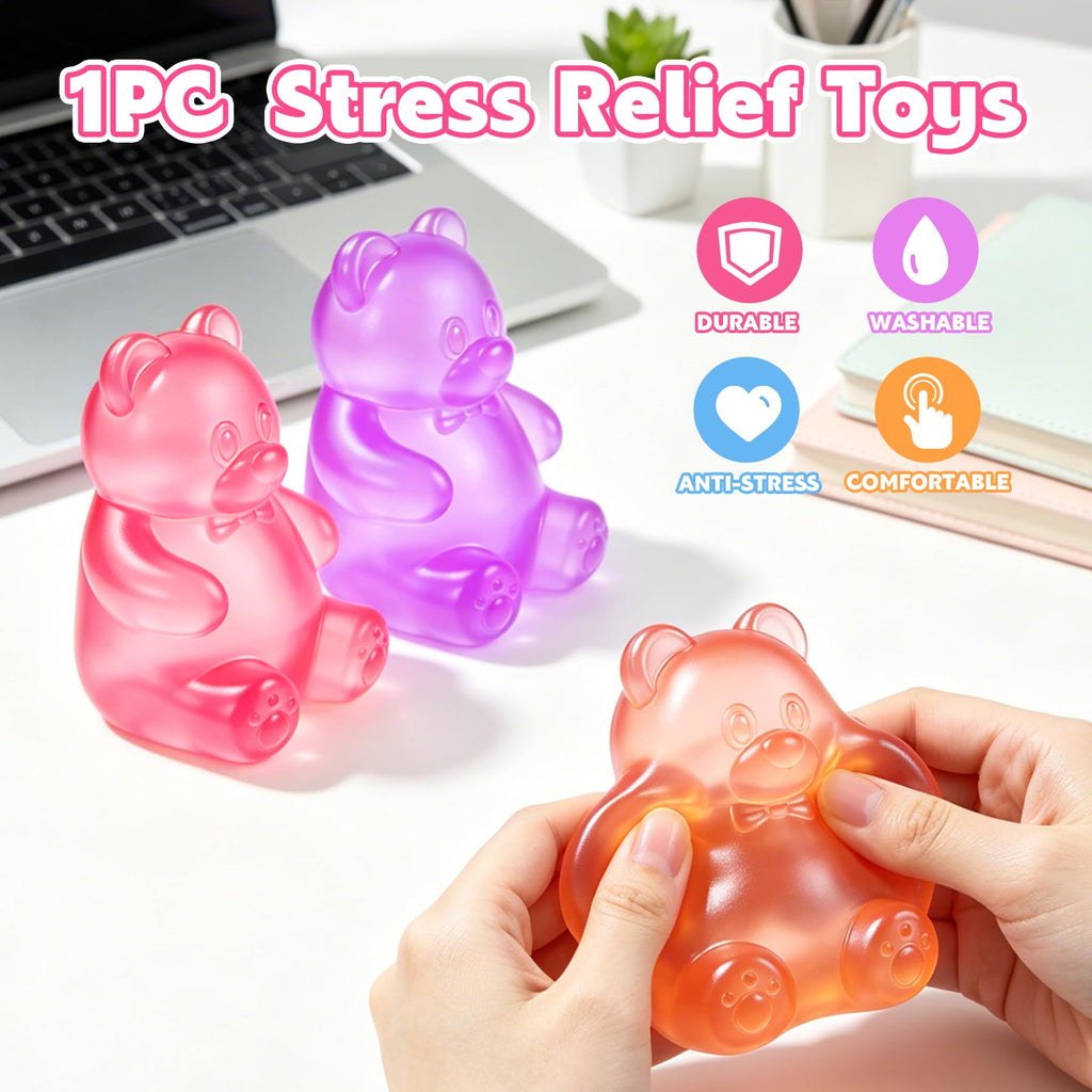 Bear Squishy, Stress Bear Taba Squishy, Taba Squishy Toys for Kids, Stress Balls Valentines Day Gifts Birthday Gifts Party Favors-Blue