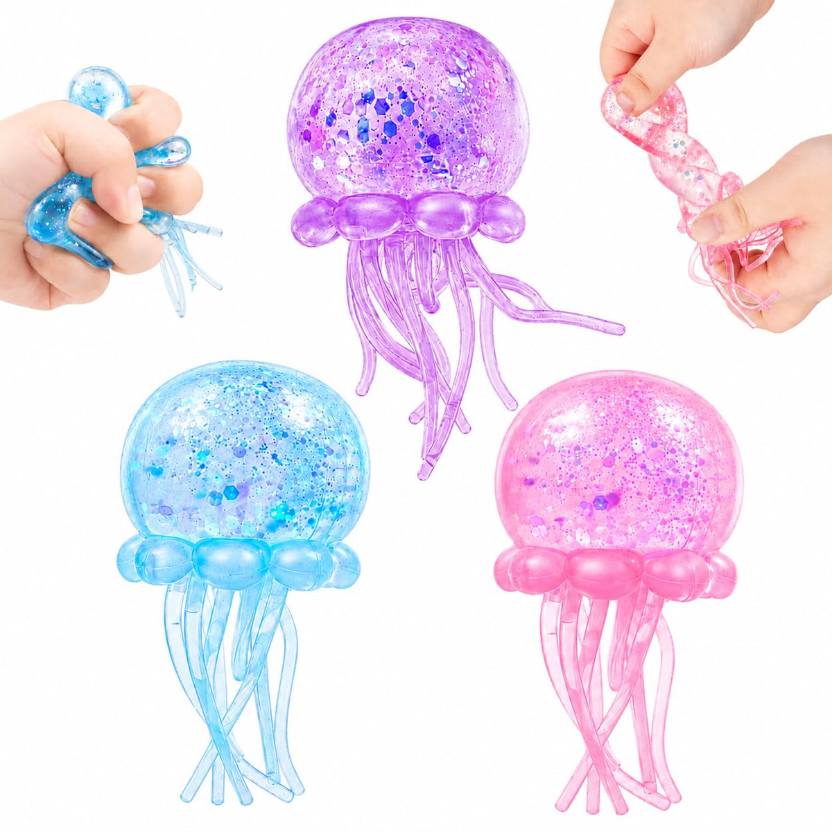 Jellyfish Squeeze Stress Ball, Slow Rising Sensory Squishy Fidget Toy（Blue）