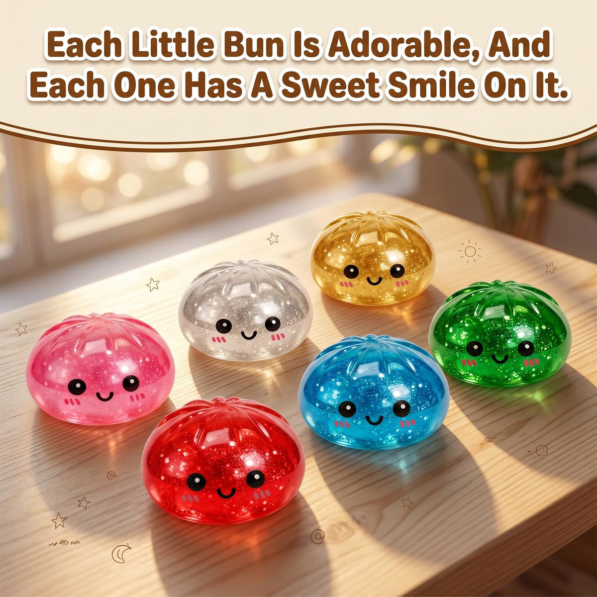 Dumpling Squishies, Glitter Dumpling Mystery Box, Fidget Sensory Toy for Adults,Colorful Dumplings Stress Balls with Food Steamer,Ideal for Stress Relief as a Gift for Holidays