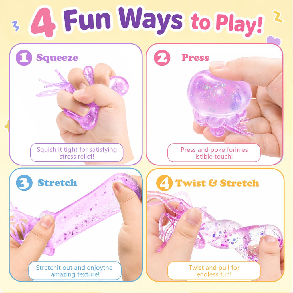 Jellyfish Squeeze Stress Ball, Slow Rising Sensory Squishy Fidget Toy（Blue）