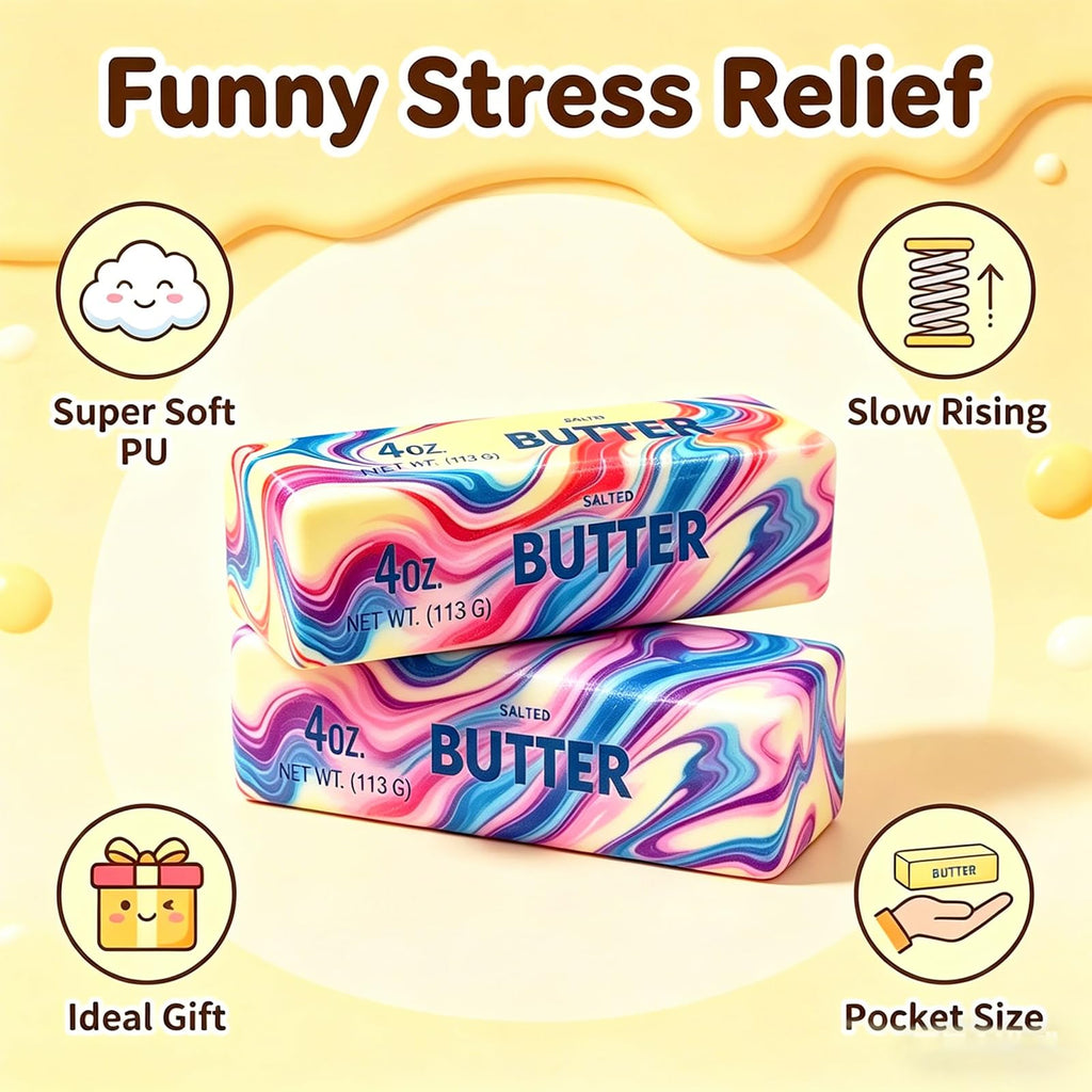 Slow Rising Butter Squishy, Squishies Butter Squeeze Toys Pack Sensory Stress Relief Soft & Stretchy Fidget Toy for Party Favors Squishy Butter