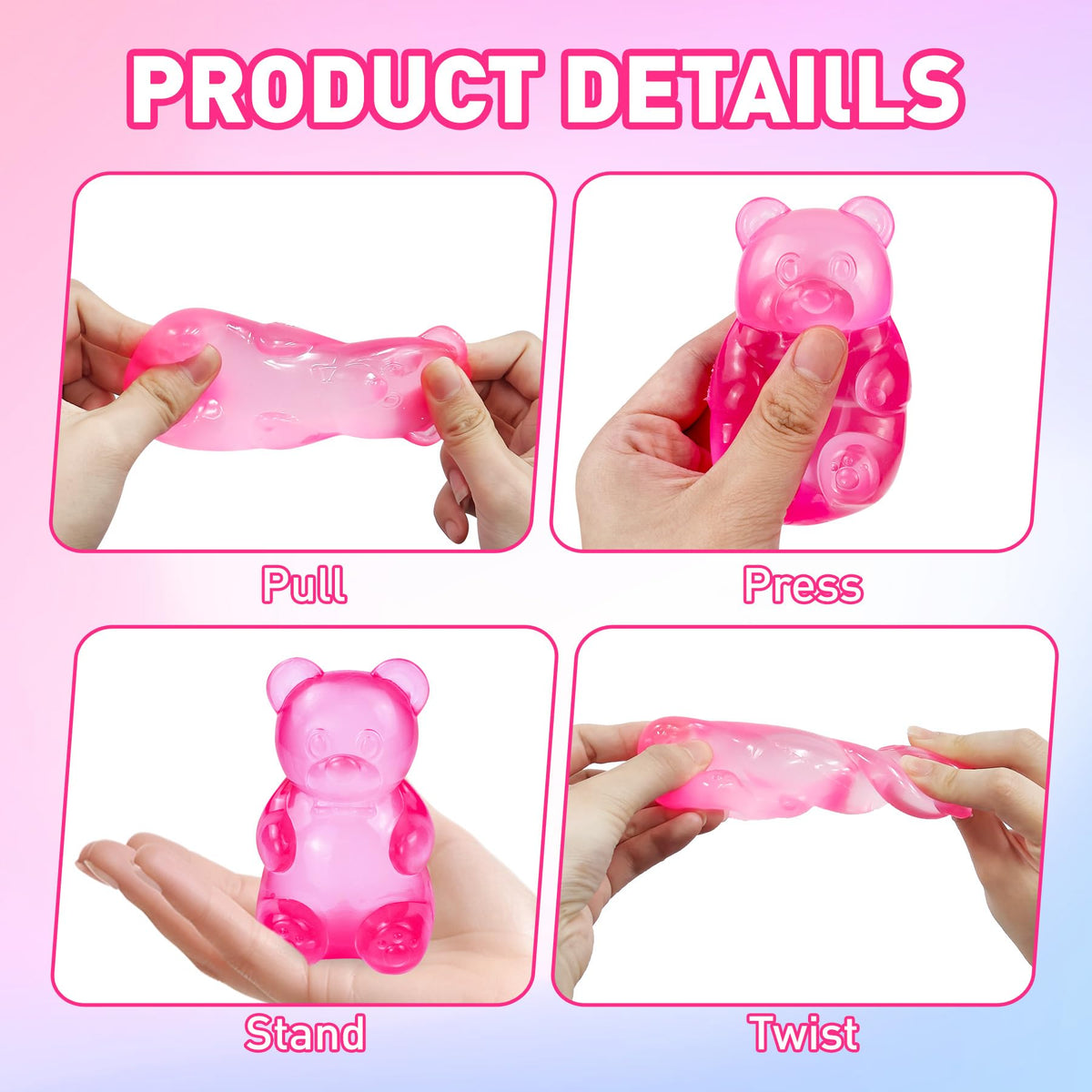Bear Squishy, Stress Bear Taba Squishy, Taba Squishy Toys for Kids, Stress Balls Valentines Day Gifts Birthday Gifts Party Favors-Blue