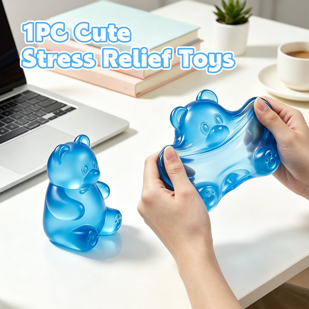 Bear Squishy, Stress Bear Taba Squishy, Taba Squishy Toys for Kids, Stress Balls Valentines Day Gifts Birthday Gifts Party Favors-Blue
