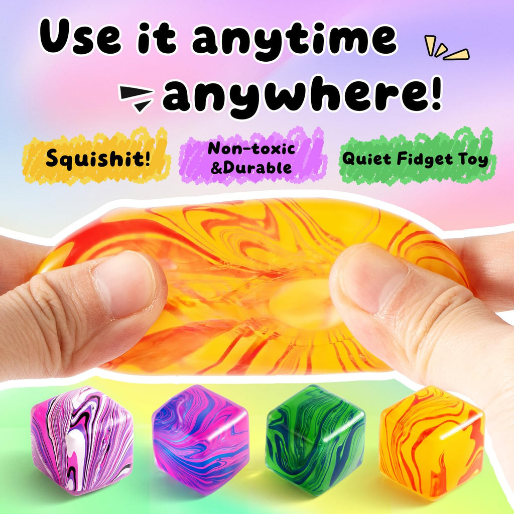 Squishy Fidget Toys Stress Cube Bulk, Squishies Slow Rising Stress Balls for Adults Kids, Sensory Fidget Toys for Anxiety Relief, Small Squishy Toys for Classroom Prizes Party Favors