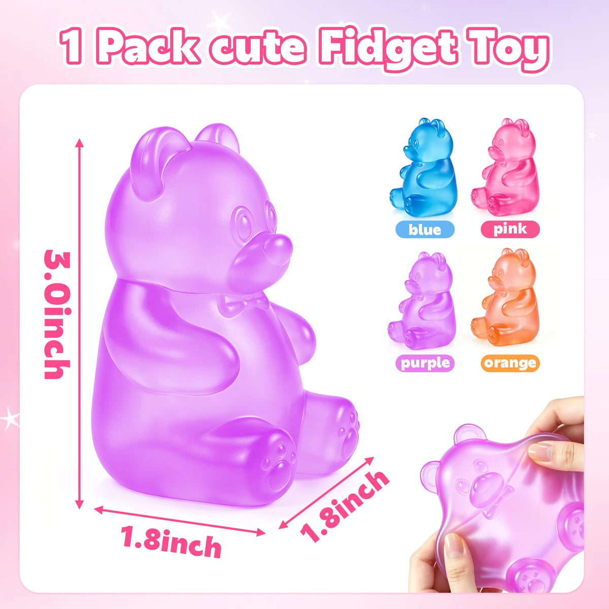 Bear Squishy, Stress Bear Taba Squishy, Taba Squishy Toys for Kids, Stress Balls Valentines Day Gifts Birthday Gifts Party Favors-Blue