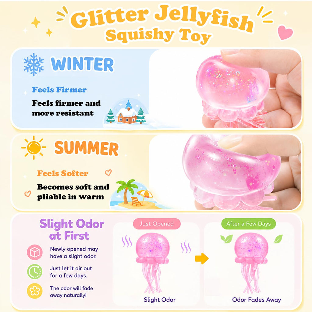 Jellyfish Squeeze Stress Ball, Slow Rising Sensory Squishy Fidget Toy（Blue）