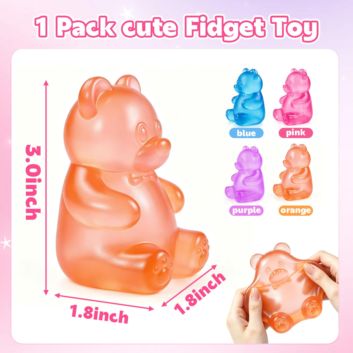 Bear Squishy, Stress Bear Taba Squishy, Taba Squishy Toys for Kids, Stress Balls Valentines Day Gifts Birthday Gifts Party Favors-Blue