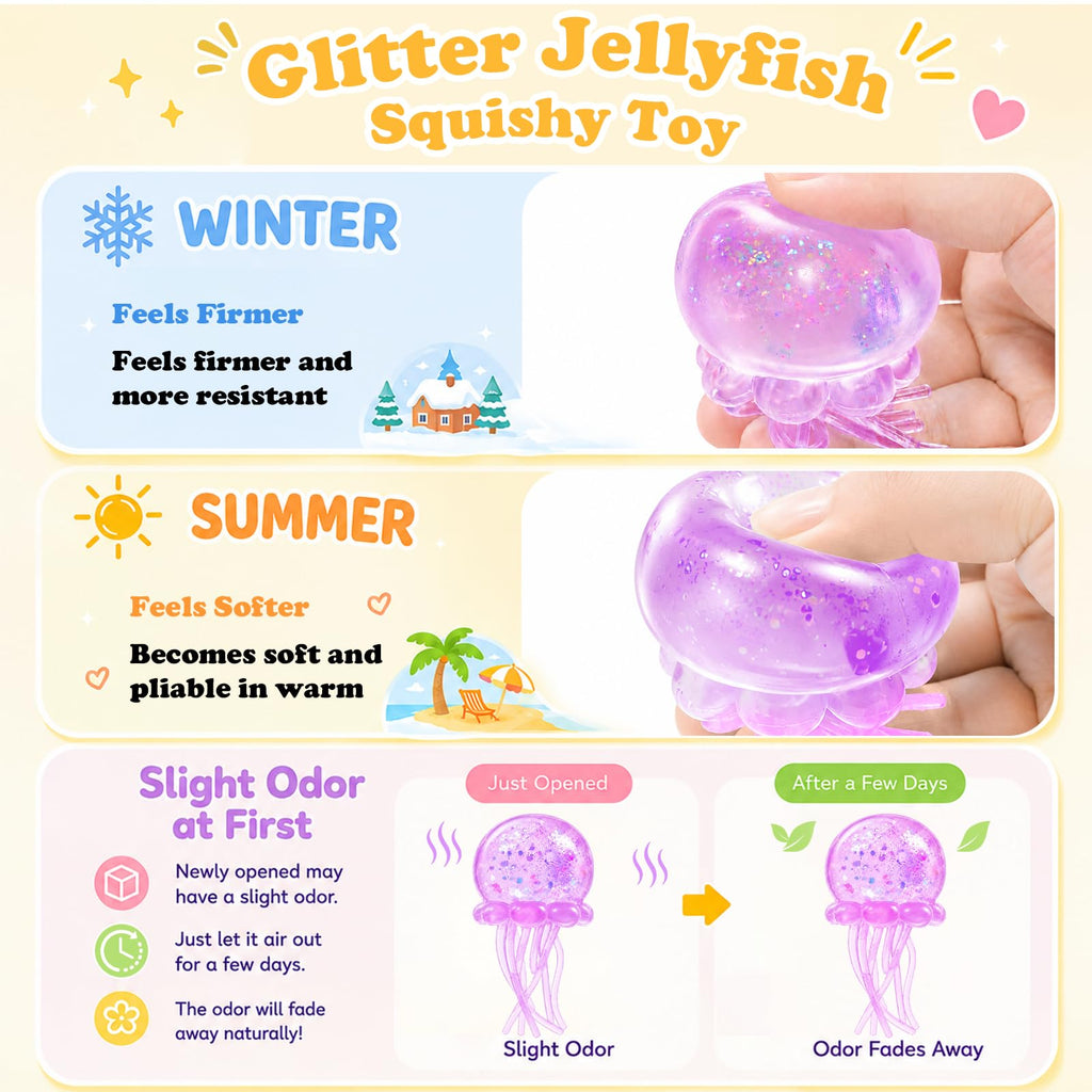 Jellyfish Squeeze Stress Ball, Slow Rising Sensory Squishy Fidget Toy（Blue）