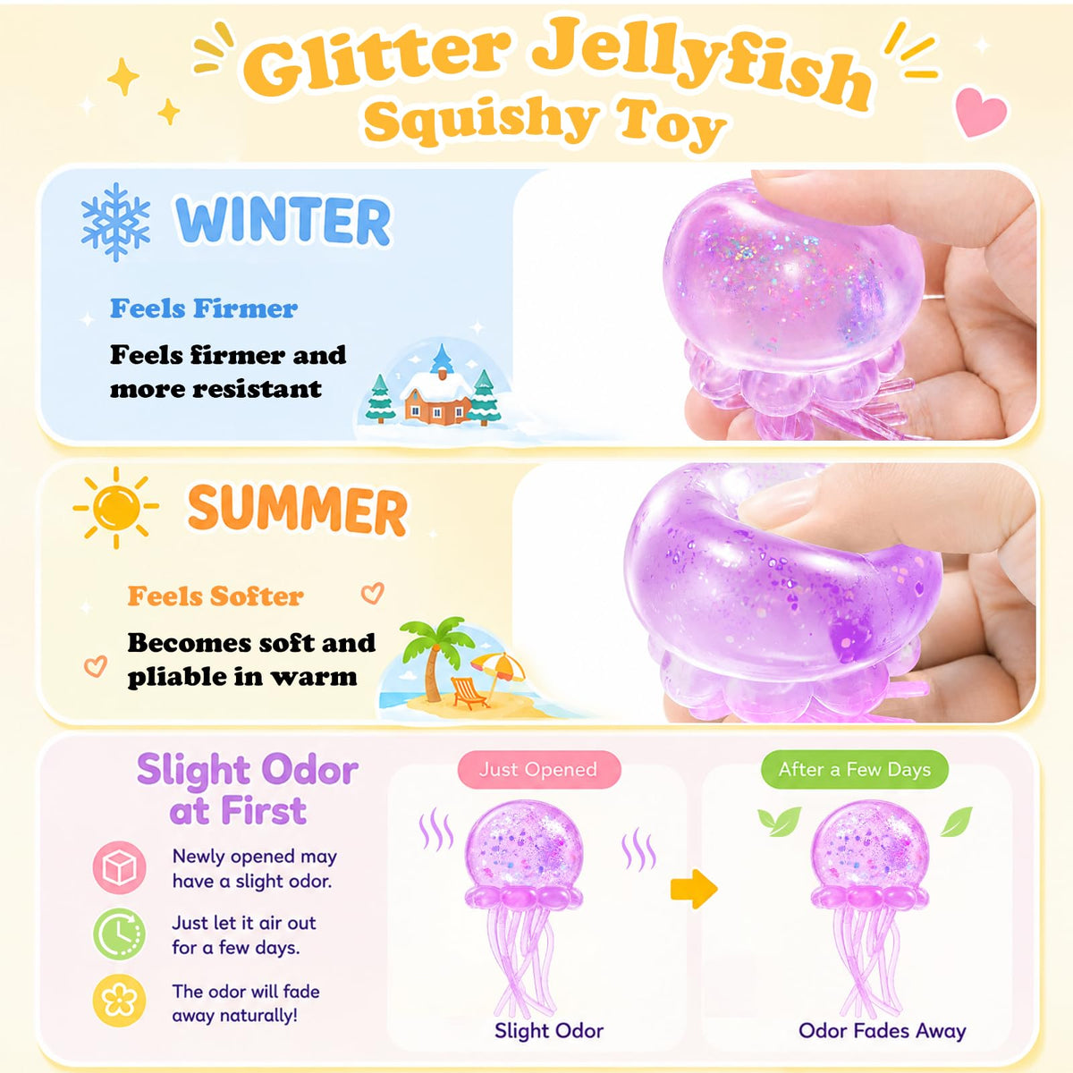 Jellyfish Squeeze Stress Ball, Slow Rising Sensory Squishy Fidget Toy（Blue）