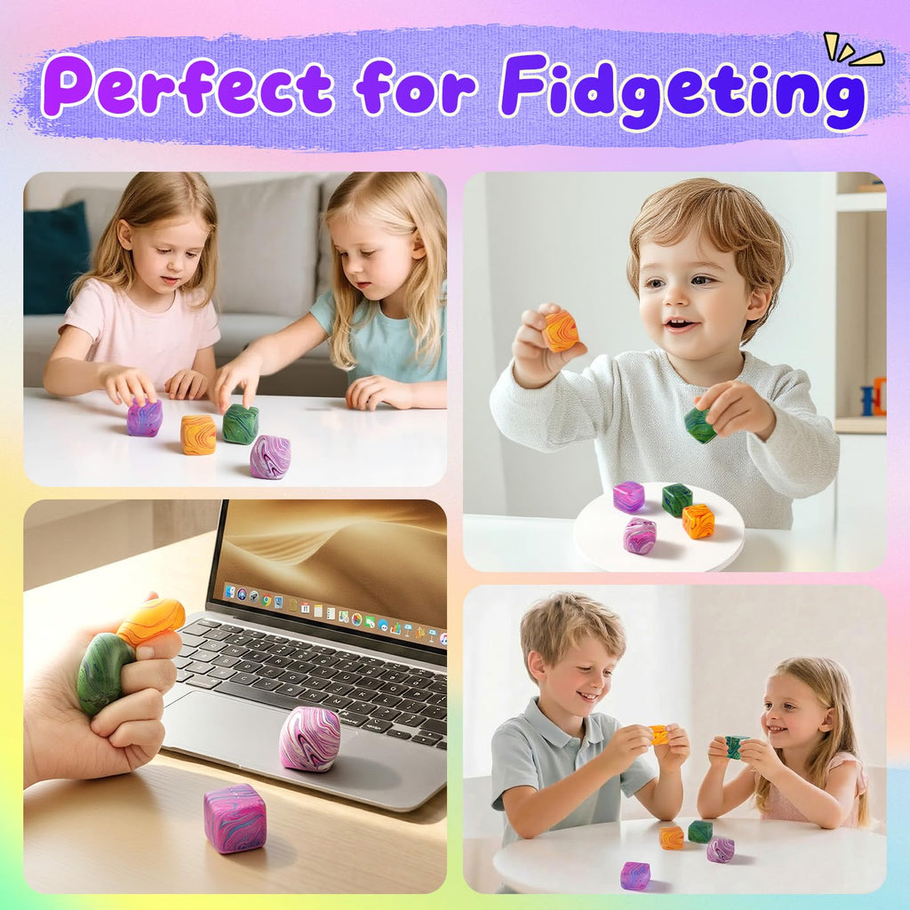 Squishy Fidget Toys Stress Cube Bulk, Squishies Slow Rising Stress Balls for Adults Kids, Sensory Fidget Toys for Anxiety Relief, Small Squishy Toys for Classroom Prizes Party Favors