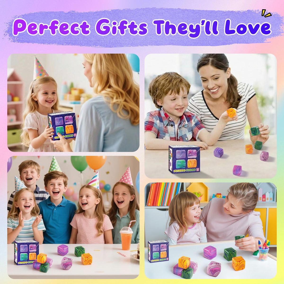 Squishy Fidget Toys Stress Cube Bulk, Squishies Slow Rising Stress Balls for Adults Kids, Sensory Fidget Toys for Anxiety Relief, Small Squishy Toys for Classroom Prizes Party Favors