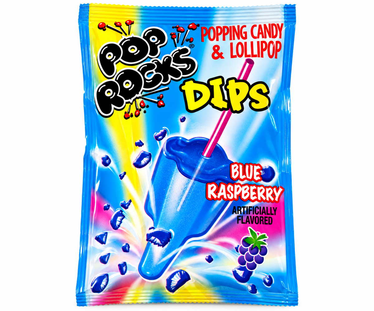 POP ROCKS BLUE RASPBERRY DIPS POPPING CANDY