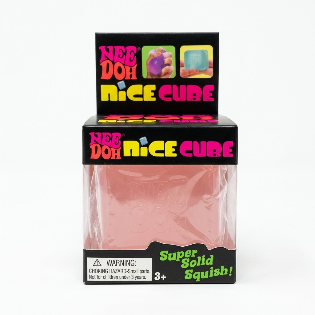 Needoh CLEAR ICE CUBE SLOW REBOUND SQUISHY STRESS TOY: PINK