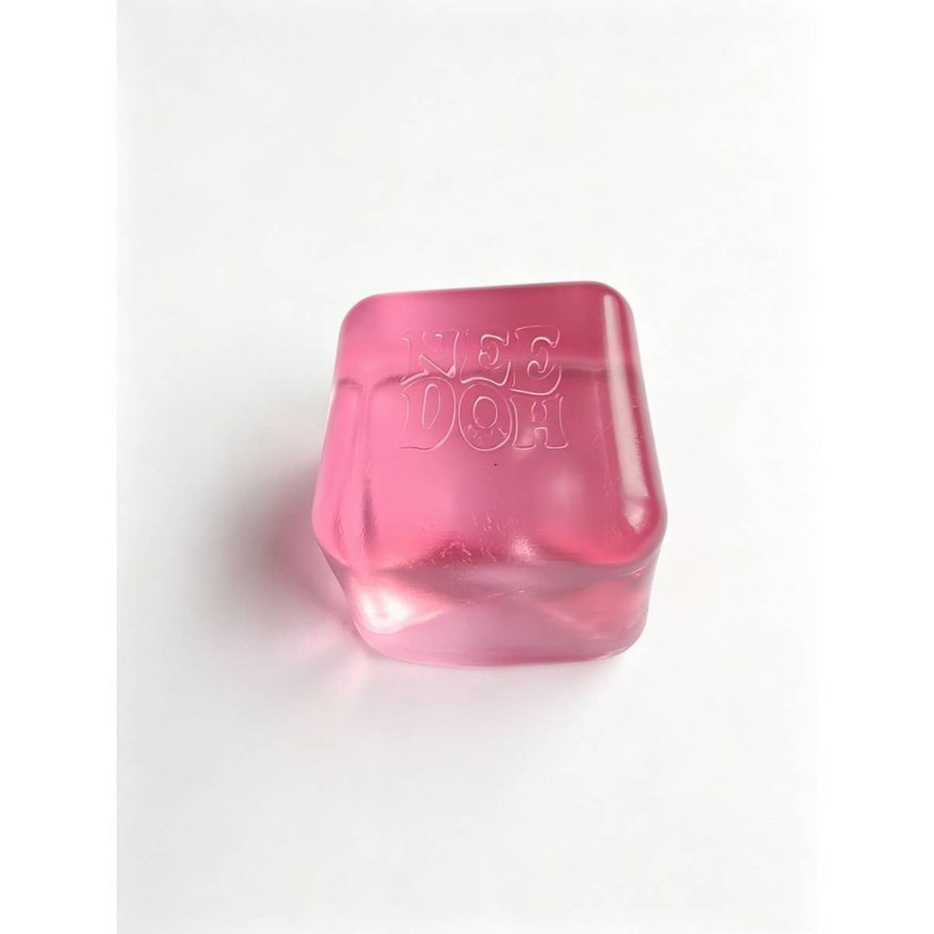 Needoh CLEAR ICE CUBE SLOW REBOUND SQUISHY STRESS TOY: PINK