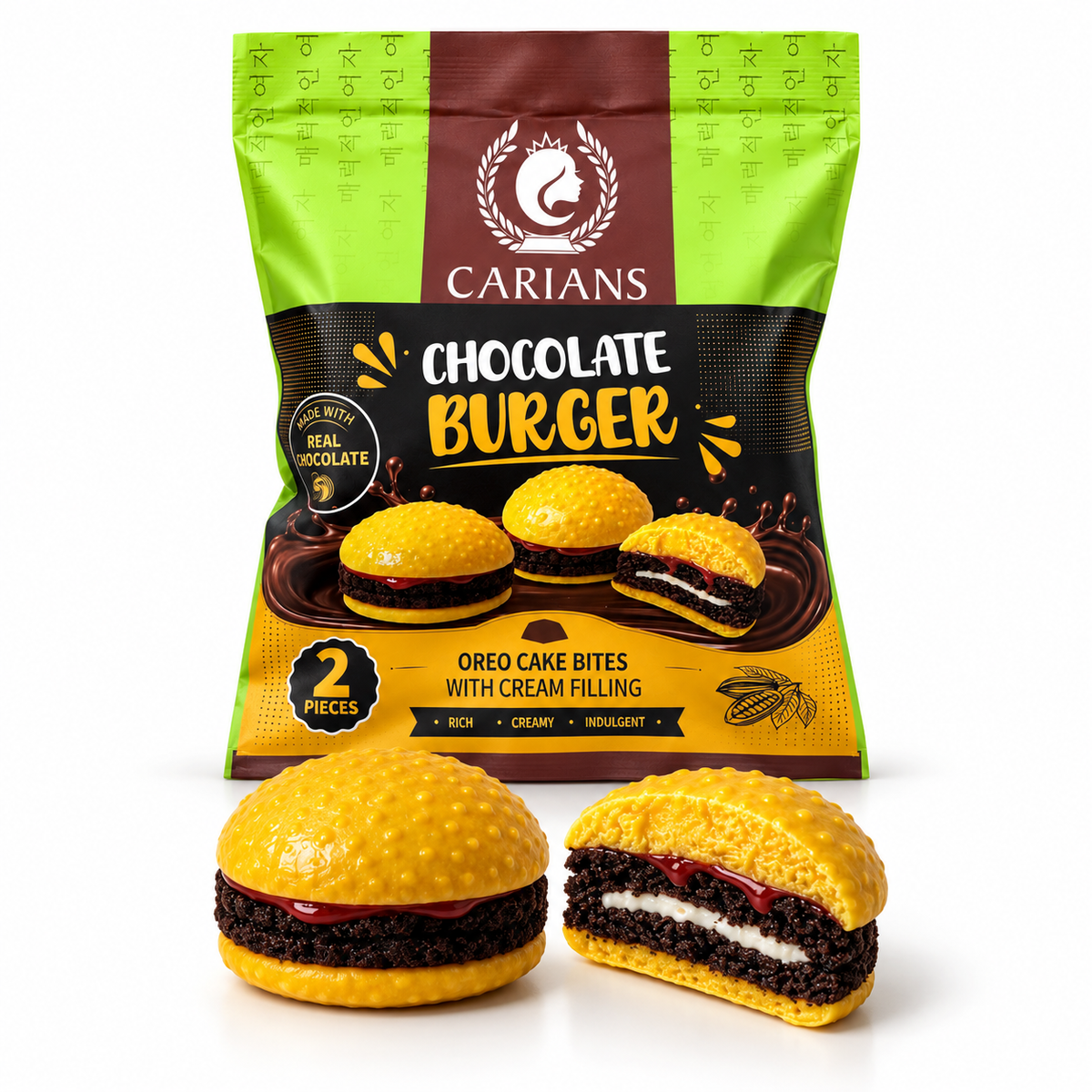 Chocolate Burger – Oreo Cake Bites with Cream Filling, 2 Pieces: